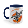 Orca Killer Whale Tribal Spirit Orange Ink Accent Coffee Mug 11Oz