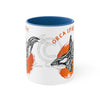 Orca Killer Whale Tribal Spirit Orange Ink Accent Coffee Mug 11Oz Blue /