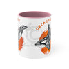 Orca Killer Whale Tribal Spirit Orange Ink Accent Coffee Mug 11Oz Pink /