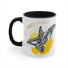 Orca Killer Whale Tribal Spirit Yellow Ink Accent Coffee Mug 11Oz Black /