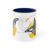 Orca Killer Whale Tribal Spirit Yellow Ink Accent Coffee Mug 11Oz Navy /