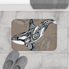 Orca Killer Whale Tribal Taupe Grey Ink Art Bath Mat Home Decor