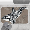 Orca Killer Whale Tribal Taupe Grey Ink Art Bath Mat Home Decor