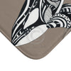 Orca Killer Whale Tribal Taupe Grey Ink Art Bath Mat Home Decor