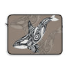 Orca Killer Whale Tribal Taupe Grey Ink Art Laptop Sleeve 15