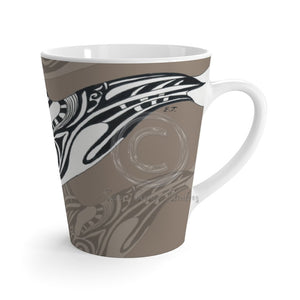 Orca Killer Whale Tribal Taupe Grey Ink Art Latte Mug 12Oz Mug