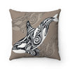 Orca Killer Whale Tribal Taupe Grey Ink Art Square Pillow 14 × Home Decor