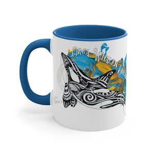 Orca Killer Whale Tribal Tlingit Dreams Ink Accent Coffee Mug 11Oz Blue /