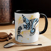 Orca Killer Whale Tribal Yellow Blue Splash Ink Accent Coffee Mug 11Oz