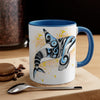 Orca Killer Whale Tribal Yellow Blue Splash Ink Accent Coffee Mug 11Oz