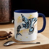 Orca Killer Whale Tribal Yellow Blue Splash Ink Accent Coffee Mug 11Oz