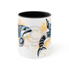 Orca Killer Whale Tribal Yellow Blue Splash Ink Accent Coffee Mug 11Oz