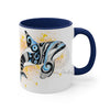 Orca Killer Whale Tribal Yellow Blue Splash Ink Accent Coffee Mug 11Oz