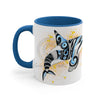 Orca Killer Whale Tribal Yellow Blue Splash Ink Accent Coffee Mug 11Oz