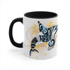 Orca Killer Whale Tribal Yellow Blue Splash Ink Accent Coffee Mug 11Oz