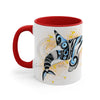 Orca Killer Whale Tribal Yellow Blue Splash Ink Accent Coffee Mug 11Oz