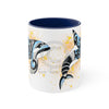 Orca Killer Whale Tribal Yellow Blue Splash Ink Accent Coffee Mug 11Oz Navy /