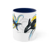 Orca Killer Whale Yellow Sun Ink Accent Coffee Mug 11Oz Navy /