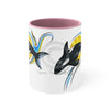 Orca Killer Whale Yellow Sun Ink Accent Coffee Mug 11Oz Pink /