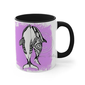 Orca Killer Whales Love Tribal Pink Ink Accent Coffee Mug 11Oz Black /