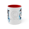 Orca Killer Whales Play Watercolor Ink Accent Coffee Mug 11Oz Red /