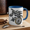Orca Killer Whales Pod Compass Watercolor Ink Accent Coffee Mug 11Oz