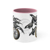 Orca Killer Whales Pod Compass Watercolor Ink Accent Coffee Mug 11Oz Pink /