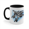Orca Killer Whales Pod Watercolor Ink Accent Coffee Mug 11Oz