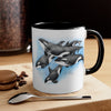 Orca Killer Whales Pod Watercolor Ink Accent Coffee Mug 11Oz