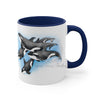 Orca Killer Whales Pod Watercolor Ink Accent Coffee Mug 11Oz
