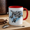 Orca Killer Whales Pod Watercolor Ink Accent Coffee Mug 11Oz