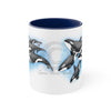 Orca Killer Whales Pod Watercolor Ink Accent Coffee Mug 11Oz Navy /