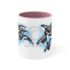 Orca Killer Whales Pod Watercolor Ink Accent Coffee Mug 11Oz Pink /
