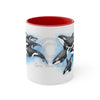 Orca Killer Whales Pod Watercolor Ink Accent Coffee Mug 11Oz Red /