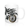 Orca Pod Compass Nautical Watercolor Art Mug 11Oz