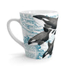 Orca Pod Family Vintage Map Watercolor Blue White Latte Mug 12Oz Mug