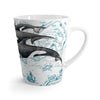 Orca Pod Family Vintage Map Watercolor Blue White Latte Mug Mug