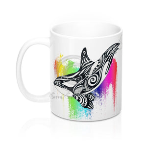 Orca Rainbow Tribal Ink Art Mug 11Oz