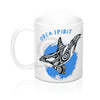 Orca Spirit Blue Tribal Ink Art Mug 11Oz