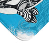 Orca Spirit Doodle Tribal Blue Bath Mat Home Decor
