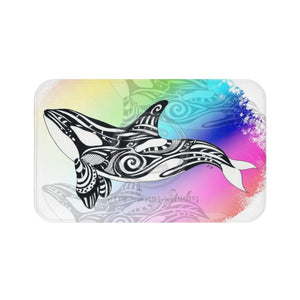 Orca Spirit Doodle Tribal Rainbow Bath Mat Large 34X21 Home Decor