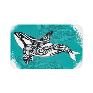 Orca Spirit Doodle Tribal Rainbow Bath Mat Large 34X21 Home Decor