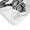 Orca Spirit Doodle Tribal White Bath Mat Home Decor
