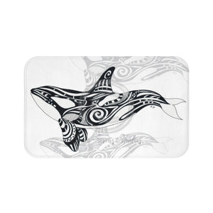 Orca Spirit Doodle Tribal White Bath Mat Large 34X21 Home Decor