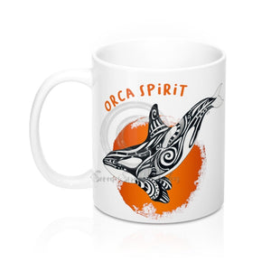 Orca Spirit Orange Tribal Ink Art Mug 11Oz