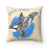 Orca Tribal Beige Watercolor Art Square Pillow 14X14 Home Decor
