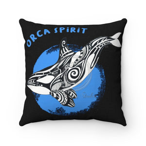 Orca Tribal Black Watercolor Art Square Pillow 14X14 Home Decor