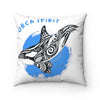 Orca Tribal Blue Watercolor Art Square Pillow 14X14 Home Decor