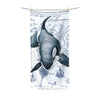Orca Whale Ancient Blue Map Polycotton Towel Beach 36X72 Home Decor