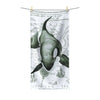 Orca Whale Ancient Green Map Polycotton Towel Bath 30X60 Home Decor